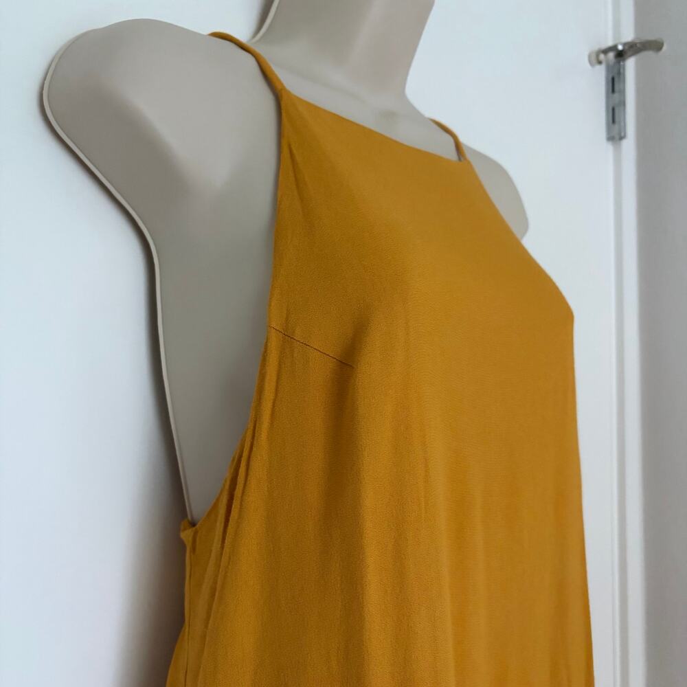 Reformation Open Back Slip Midi Dress Mustard Yellow Size M Halter Neck - Picture 3 of 8
